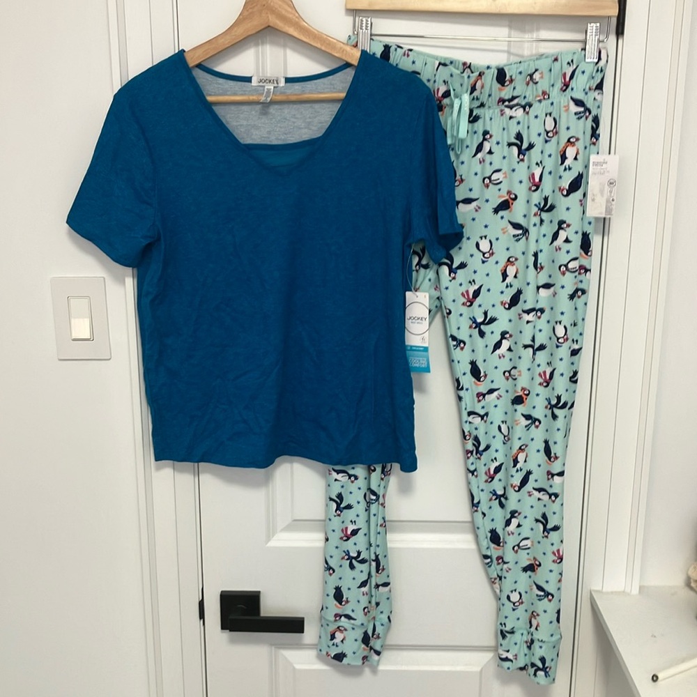 Jockey Blue Top and Penguin Pajama Set